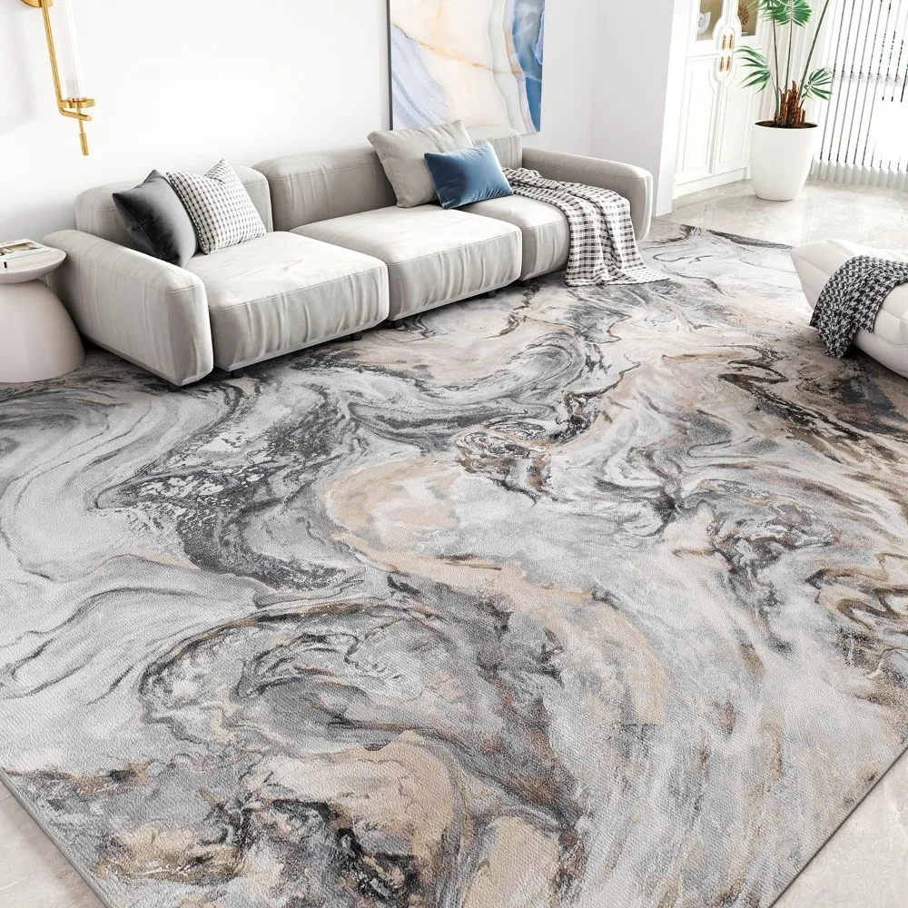

Large 9x12 Modern Abstract Area Rugs for Living Spaces, Machine Washable and Stain Resistant Carpets for Bedrooms