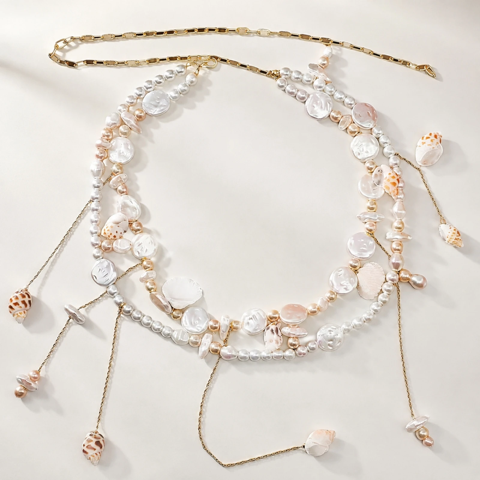 Beaded Waist Chain with Dangling Charms Beach Shell Waist Chain Accessory Versatile Jewelry Lightweight for Women