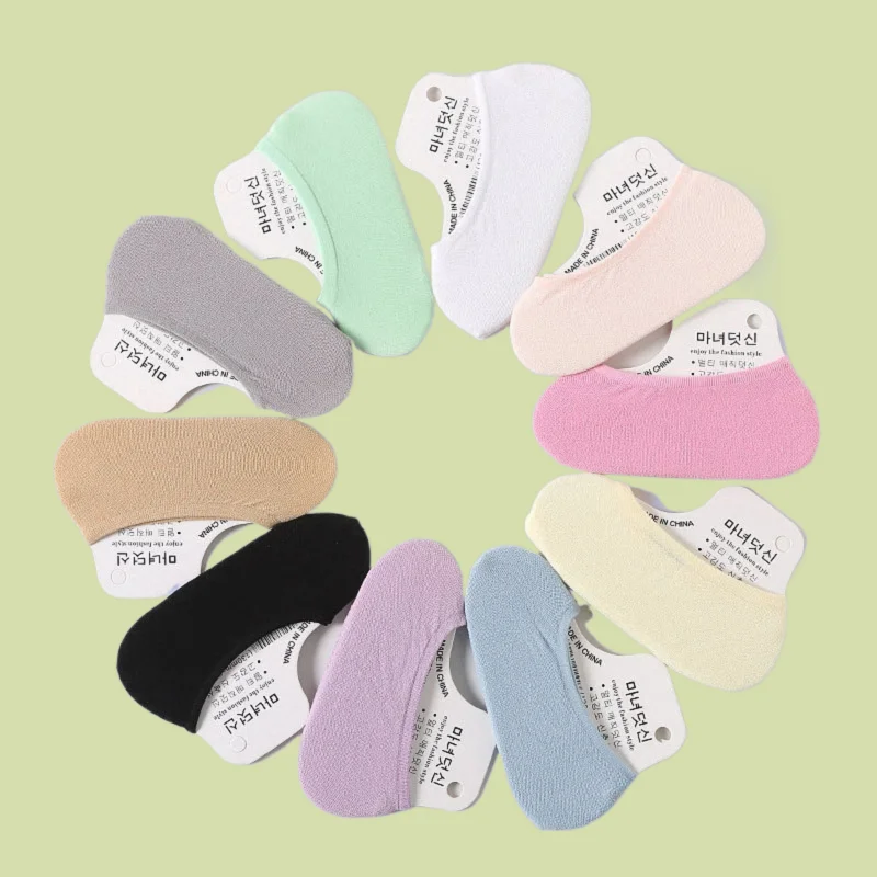 

5/10 Pairs 2024 New Summer Candy Color Ultra-thin Magic Socks Women's Invisible Velvet Boat Socks Versatile Silicone Socks