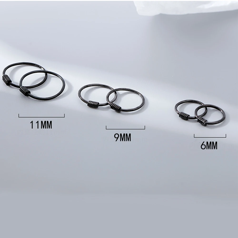 الكورية النساء للجنسين S925 الفضة الرجال مزاجه الأذن العظام الدائري مجوهرات الأزياء دائرة القرط هوب أقراط #6