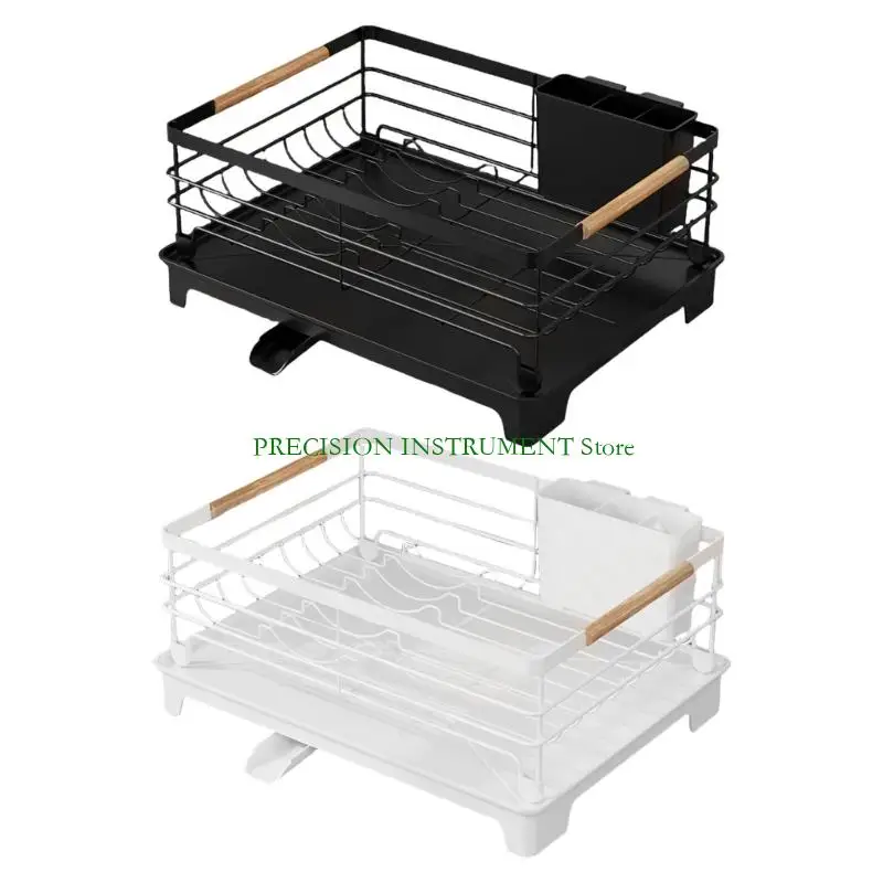 

Kitchen Counter Dish Drying Rack Integrated Drainage System Black Finish Rack 37JD