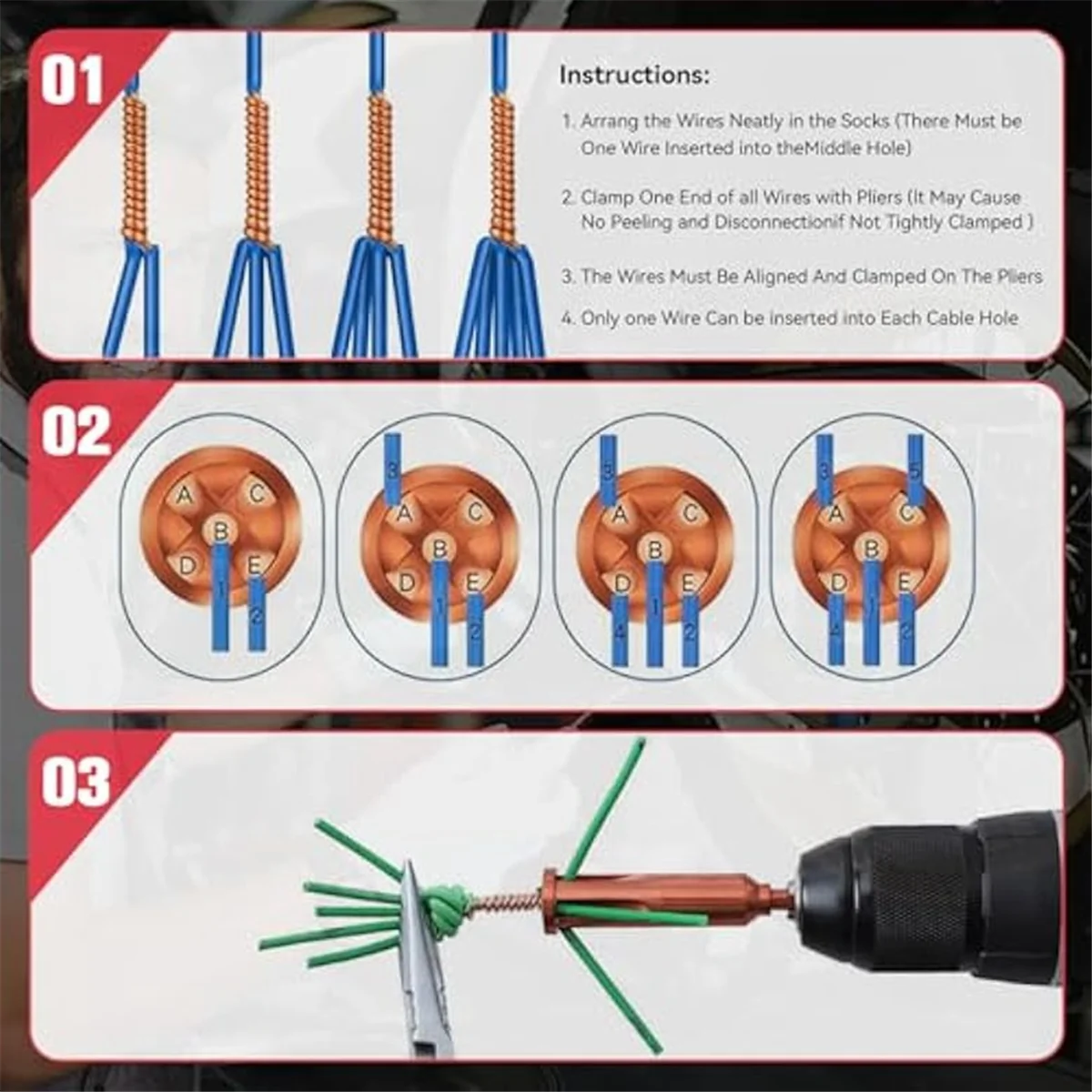 MALL 4PCS Wire Twisting Tool,Wire Stripper and Twister,3Way/5Way Wire Stripping Tool and Wire Cap Twisting Tool