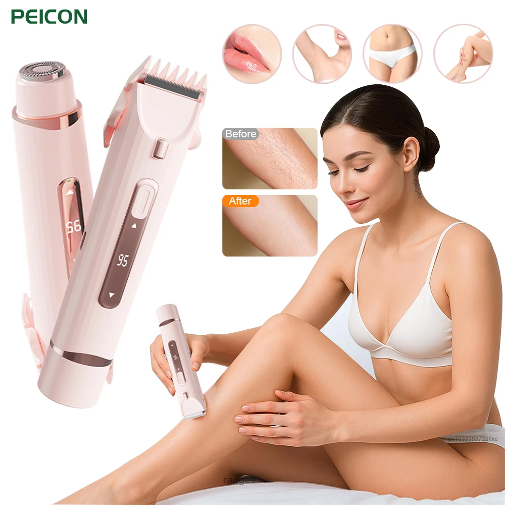 

Electric Shaver Bikini Trimmer Women's Facial Mustache Hair Remover for Body Underarm Legs Electric Painless Dual Head Epilator