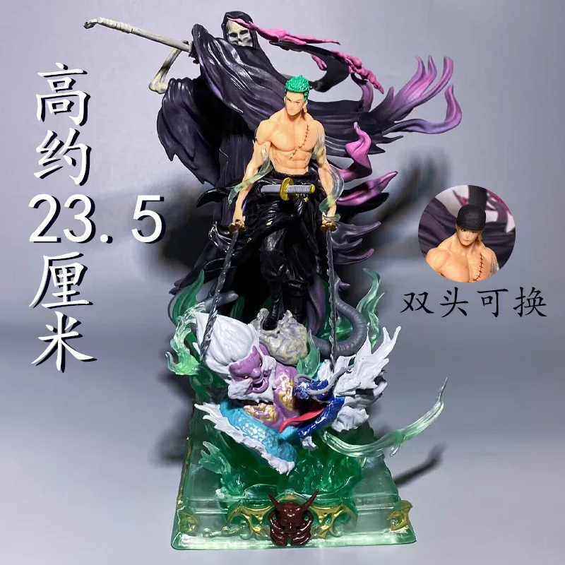 26cm One Piece Anime Figure Standing Death Roronoa Zoro Figurine Model Collection Room Ornament Dolls Toys Kids Christmas Gifts