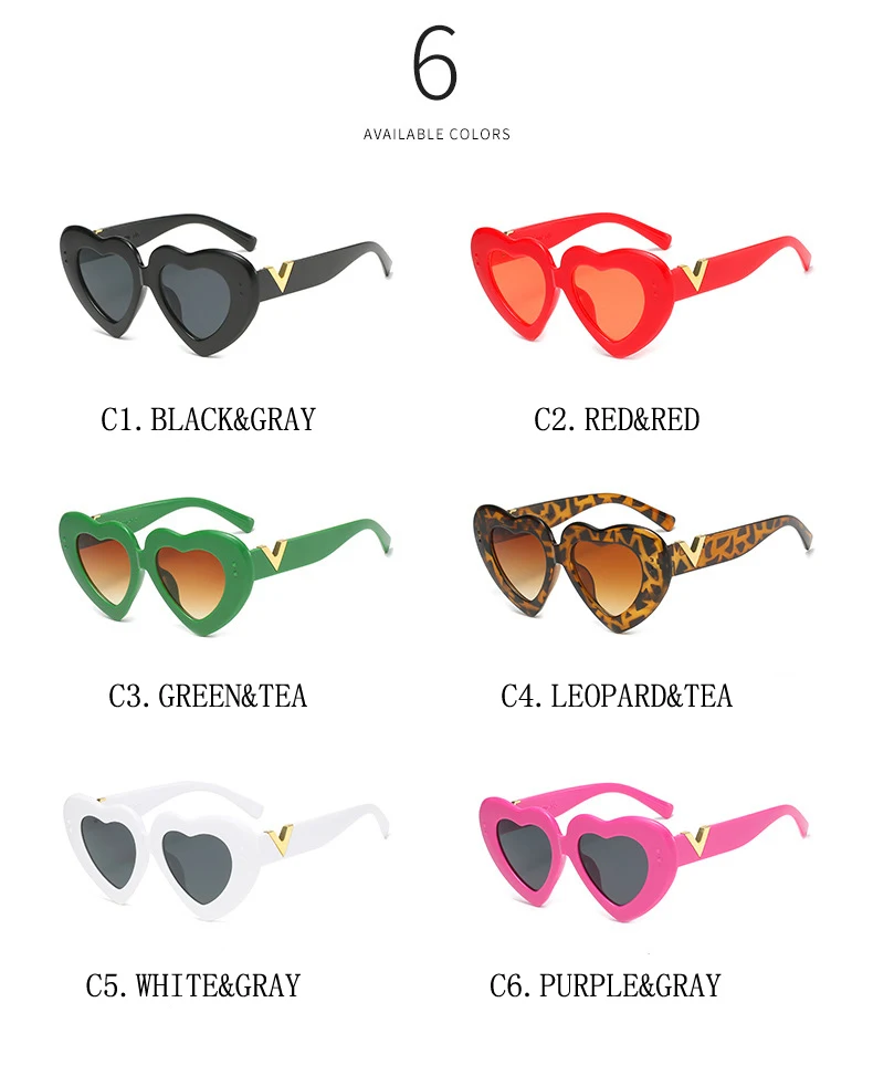 Neue Mode Liebe Herz Sonnenbrille Frauen Nette Sexy Retro Cat Eye Vintage Günstige Sonnenbrille Schwarz Rot Weibliche Brillen – Detail 3