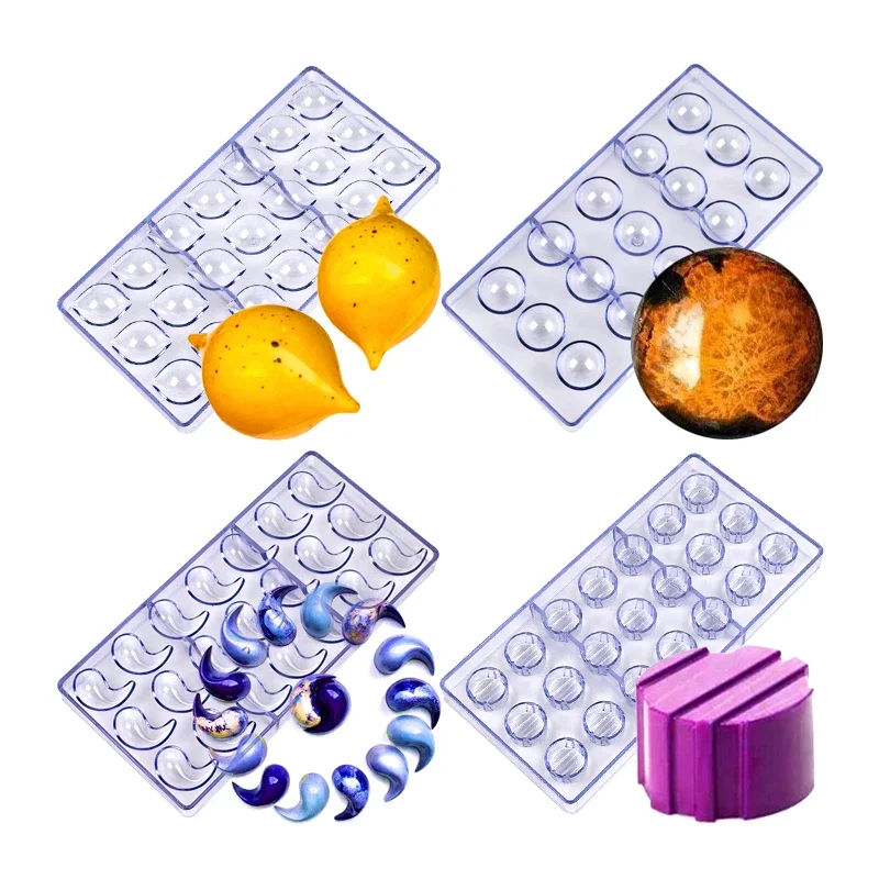 3D Polycarbonate Chocolate Mold Sphere Chocolate Tools Cake Confectionery Mold for Chocolates Bar Mould Bakery Baking Tools