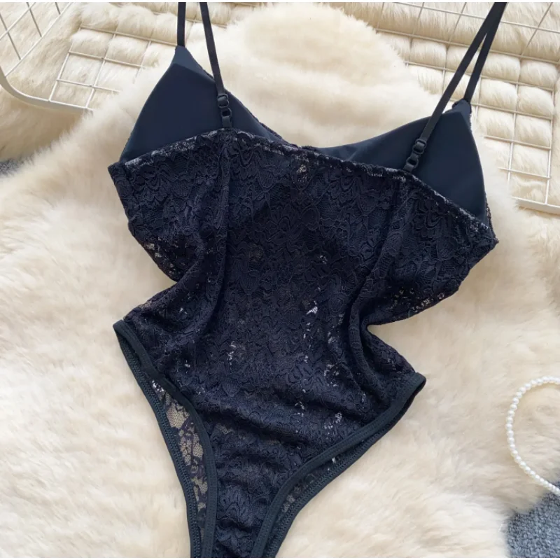 Lace Sexy Bodysuits Letter Print Summer Sleeveless Open Crotch Tank Top Strap Flirty Sheer Play bodysuit Beach Party image 6