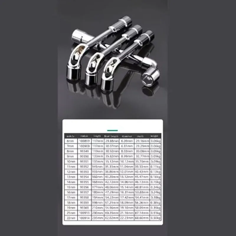 L-Shaped Cotovelo Socket Wrench, espelho perfurado, Milling Boca, tubos manuais, Ferramentas de Hardware, 7 Shaped