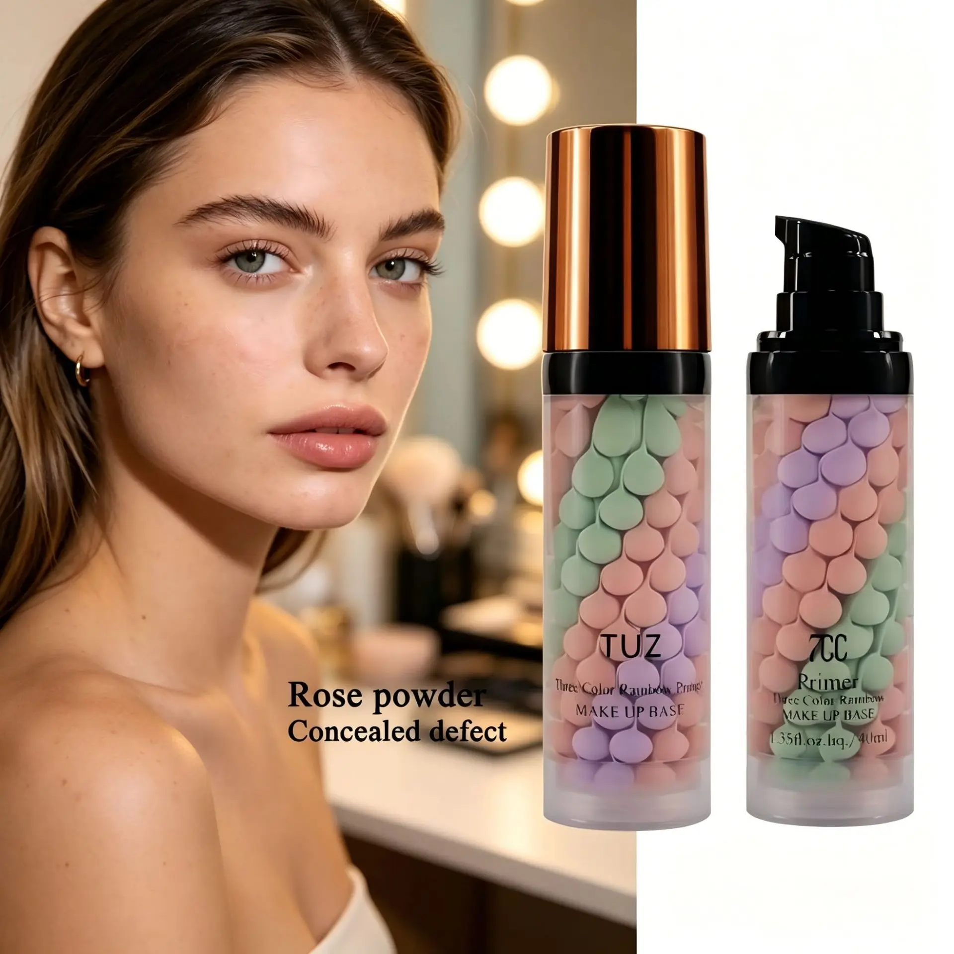 Rainbow Hydrating Primer - 3 Colors, Refreshing & Moist, Natural Bare Look, Softens Face, Makeup Prep