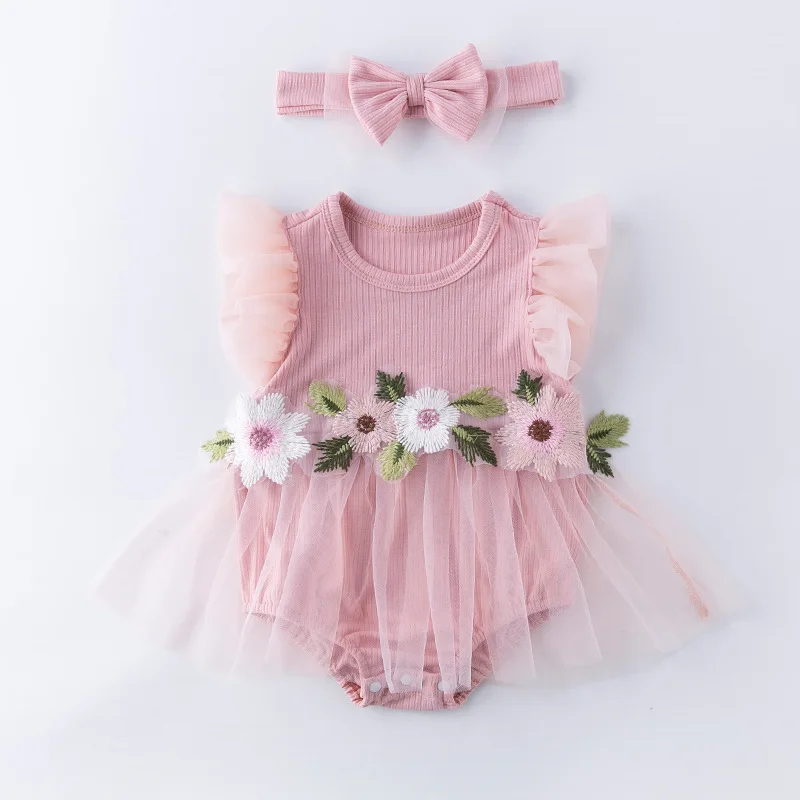 Newborn Romer Baby Girl Outfit Set Newborn Photography Romper Flower Toddler Infant Baby Clothes 3 6 9 Baby Romper Dress