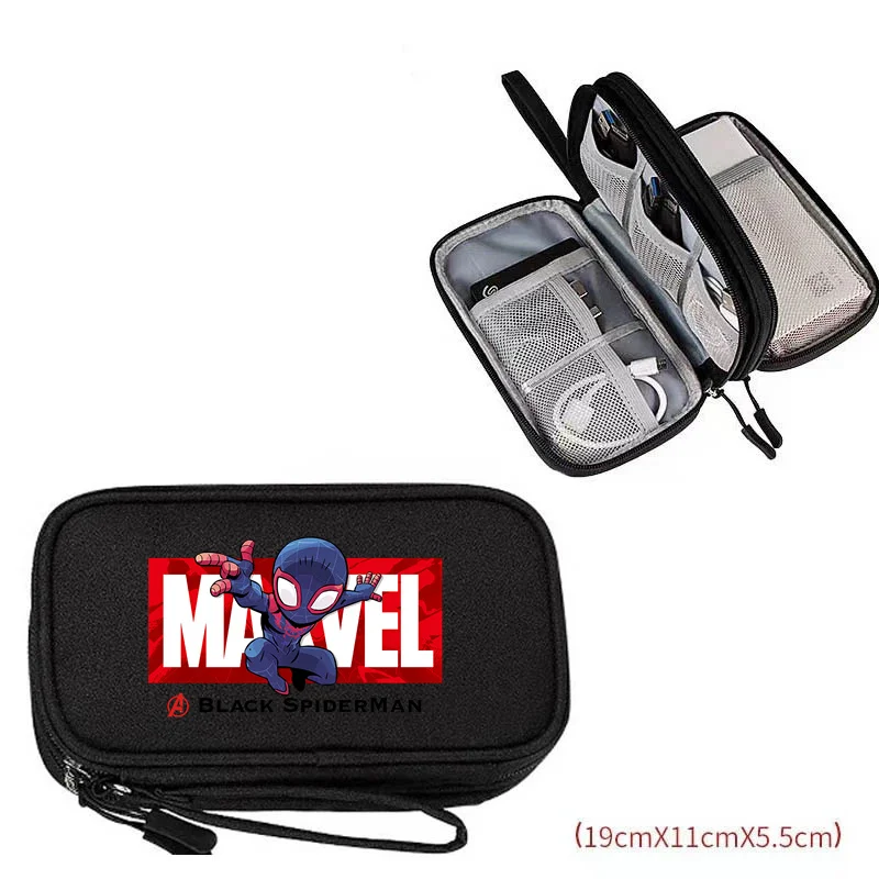 Bolso USB de Spider-man Deadpools para hombre, bolsa de almacenamiento, monedero de embrague, organizador electrónico, estuche para cables, caja de tesoro de carga para auriculares