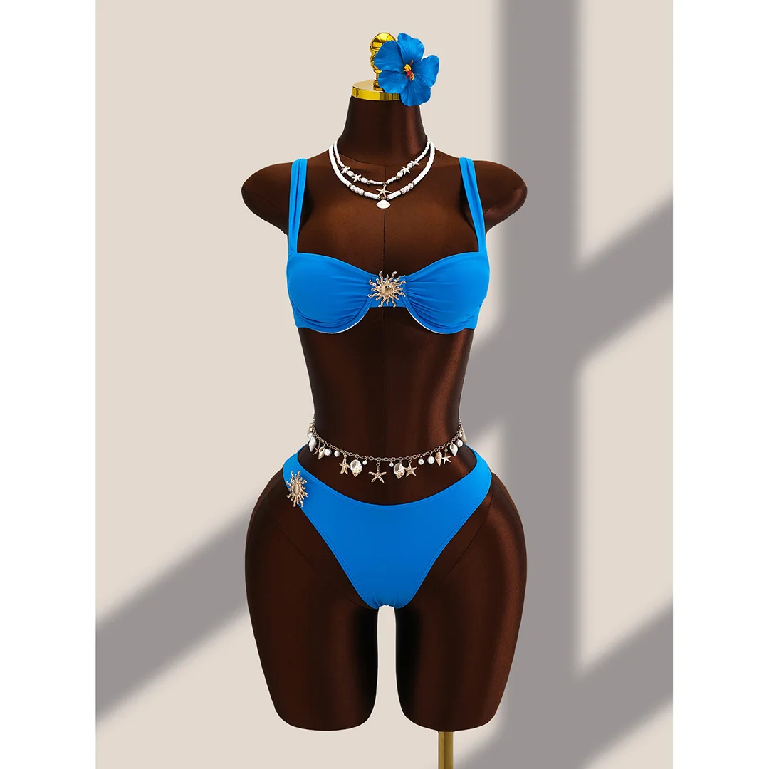 3-teiliges Set mit Rüschenrock, Bügel-Bikini, Damen-Badeanzug, Damen-Bademode, dreiteiliges Bikini-Set, Badebekleidung, Badeanzug, Schwimmbekleidung V7683H – Detail 22