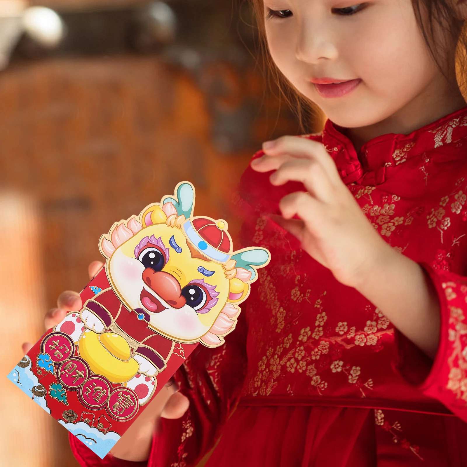 6Pcs Dragon Red Envelopes Lunar New Year 2024 Paper Red Packets Money Bags Lucky Money Pockets Lunar New Year Envelopes