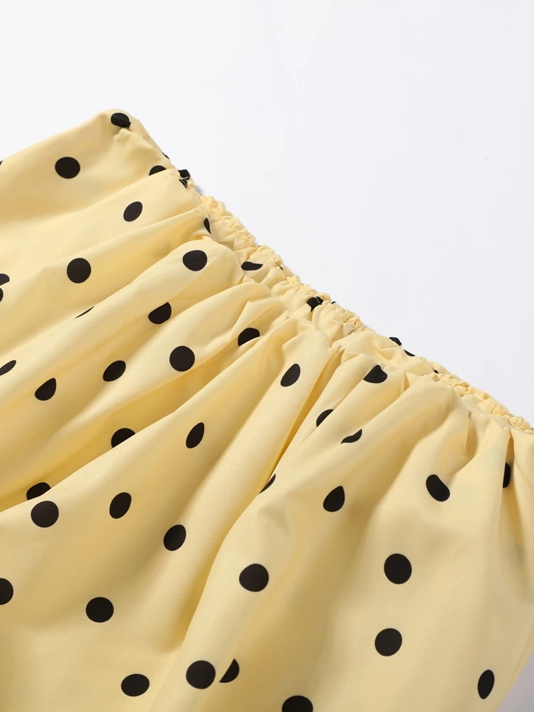 Damen-Shorts-Sets mit Falten und Polka Dots, Langarm-Schnürjacken, Hochgeschnittene Ballonshorts, Streetwear für Büro und Party, Neu – Detail 9