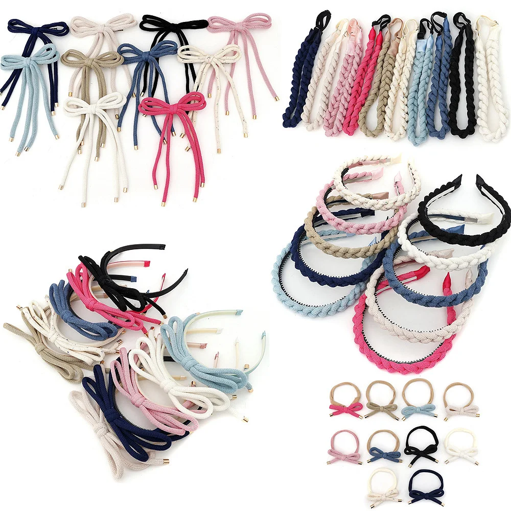 Cotton Rope bow Knot Hairband Twisted Braid Style Hairband bow Knot Hair Clip Baby headband girl hair accessories - Image 2