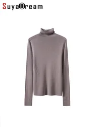 SuyaDream Donna 100% lana merino dolcevita basic slim pullover 2024 autunno inverno comodi maglioni zenzero blu