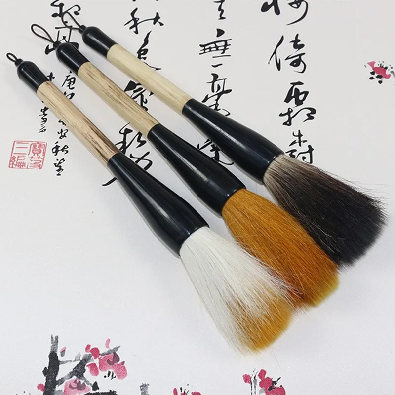 Portable Big Head Nylon Hair Oil Painting Board Brush Gouache Pen Artist Calligraphy Drawing Pen Paint Wall Dust Clean Tool