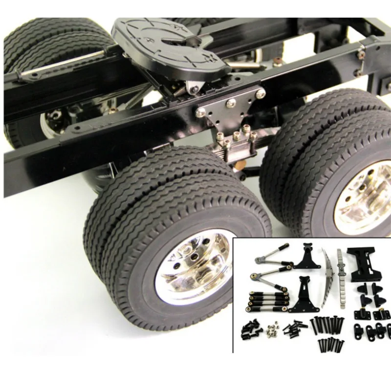 

1 Set Metal Double Axle Rear Suspension Kit for 1/14 Tamiya RC Truck Scania Man Volvo Diy Parts