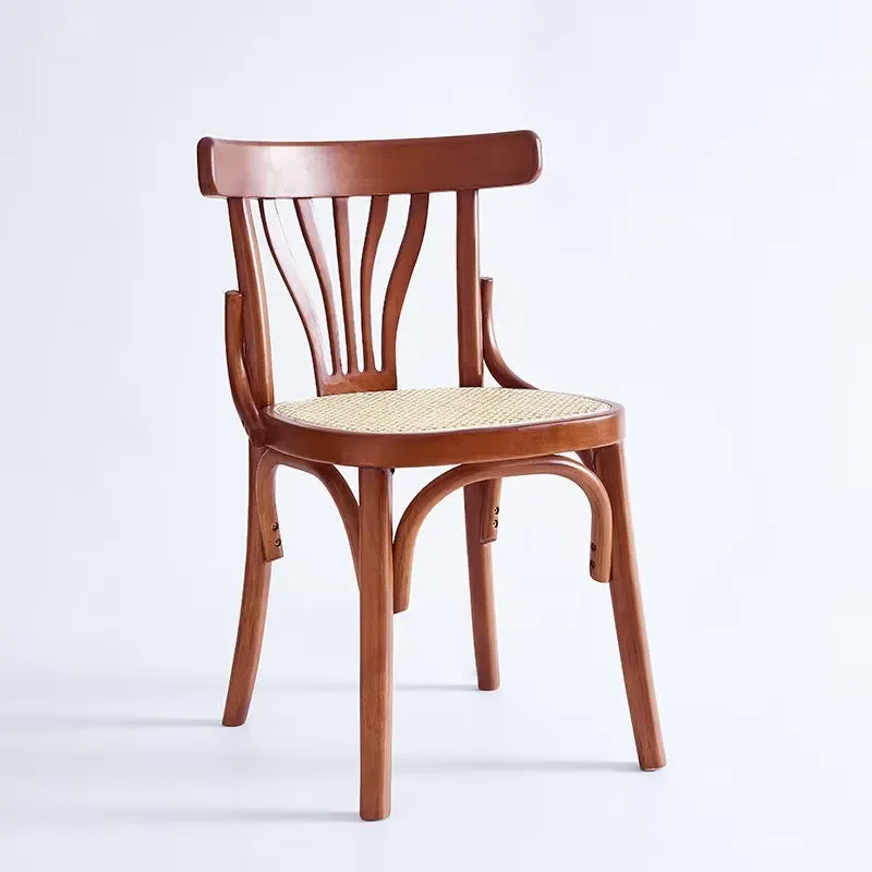 Nordic Vintage Coffee Chair Antique Casual Plank Back Modern Polyurethane Leather Decorated Restaurant Bar Hotel