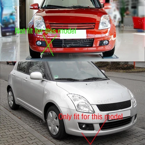 Imagen 2 del producto Faro antiniebla del parachoques delantero del coche, cubierta de luz antiniebla, marco de cubierta embellecedora de rejilla, capó de bisel para Suzuki Swift 2007 2008 2009 2010