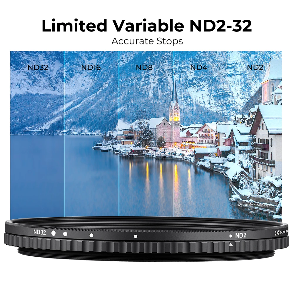 K&F CONCEPT Nano-X ND2-32 (1-5 Stop) فلتر ND متغير نحيف 37/40.5/43/46/49/52/55/58/62/67/72/77/82/95/105 مم، لعدسة الكاميرا