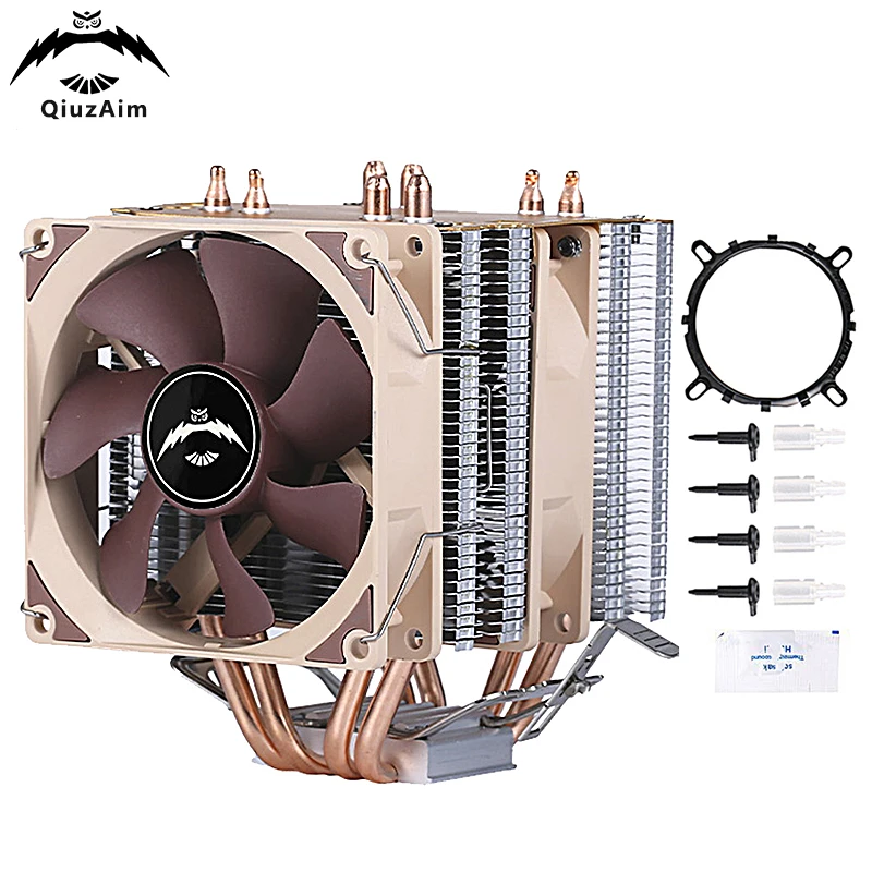 

QiuzAim PC Air-cooled CPU Cooling Fan Twin Towers 4 Heat Pipe Computer Processor Installing LGA115x 1200 1700 1366 AMD AM3 AM4