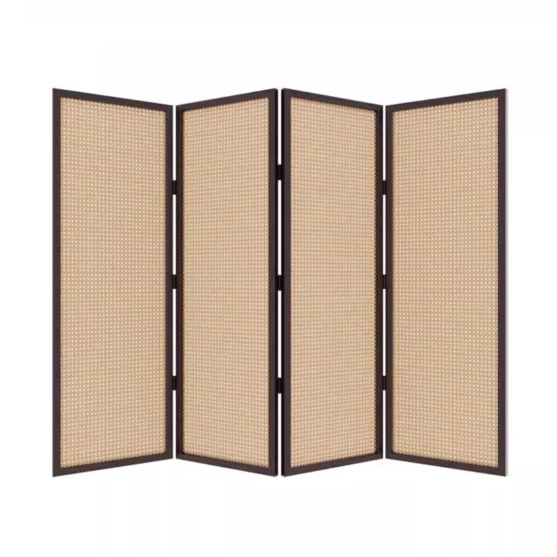 

Japanese screen living room partition dining room block folding mobile solid wood office tea room entry rattan
