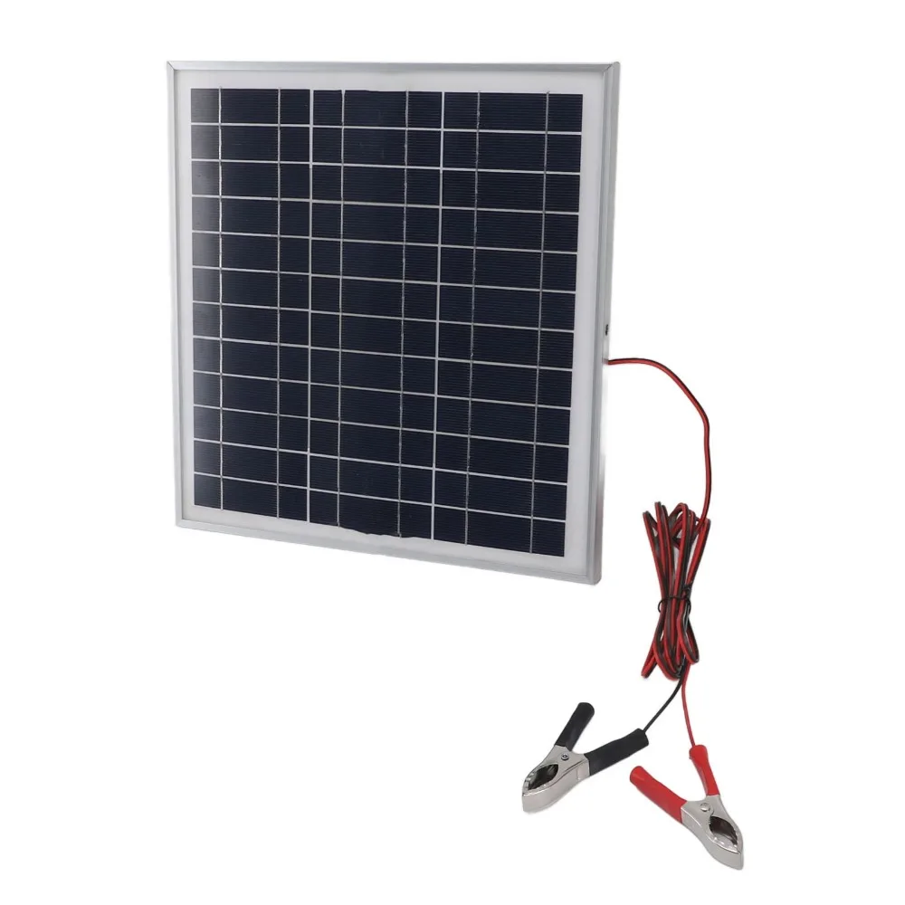 50W Portable Solar Panel Aluminum Frame Monocrystalline Silicon Solar Panel with 9.8FT Cable DC 18V Red and Black Battery Clips