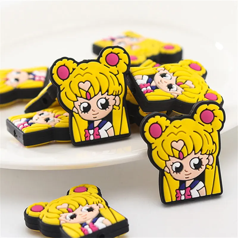 10pcs Sailor Moon focal Silicone beads Teether Jewelry Beads Food Grade For pen Pacifier Chain