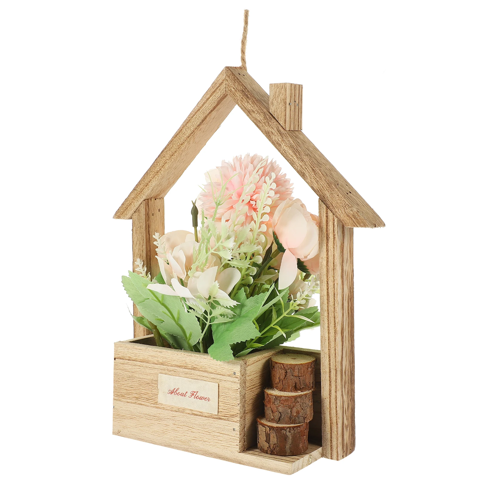 

Artificial Hanging Flower Pot Rustic Wooden Basket Wall Decor Floral Ornament for Home Office Wedding Balcony Indoor Outdoor