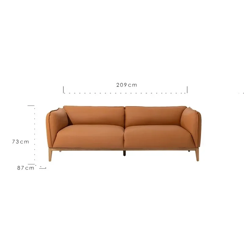 

Italian delicate calfskin ash wood double sofa bed