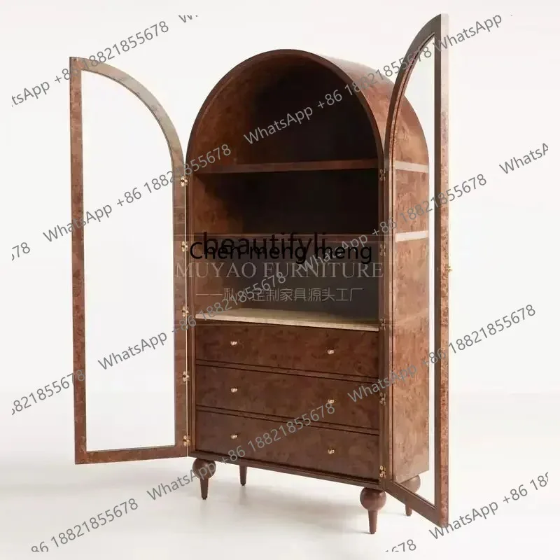 

Винный шкаф LHY26 ss в новом стиле, французский ретро-дизайн, из массива дерева, американский антикварный книжный шкаф с арочными дверцами, мебель в стиле виллы, скандинавский минимализм.