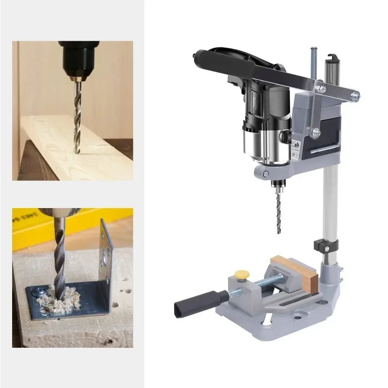 yesDrill Press Stand for Hand Drill Adjustable Bench Clamp Support Tool Hand Drill Single Hole Workstation Aluminum Base Portabl