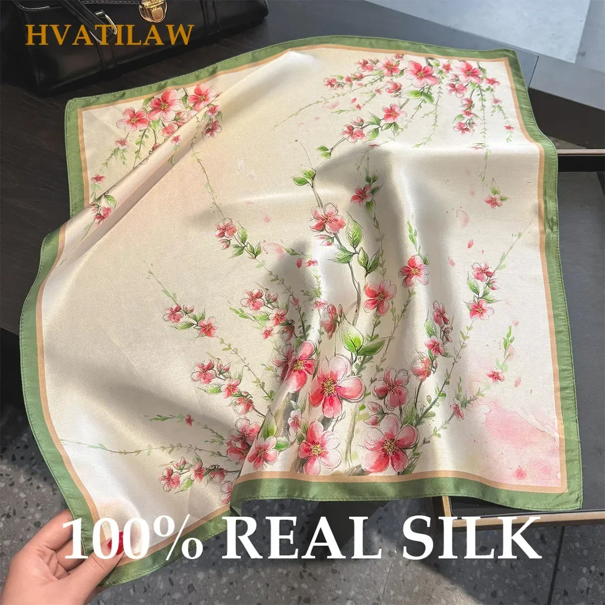 Fashion 100% Pure Silk Scarf Women Print Shawl Wrap Sun Protection Square Scarves Headband Hijab Foulard Bufanda Bandana Echarpe