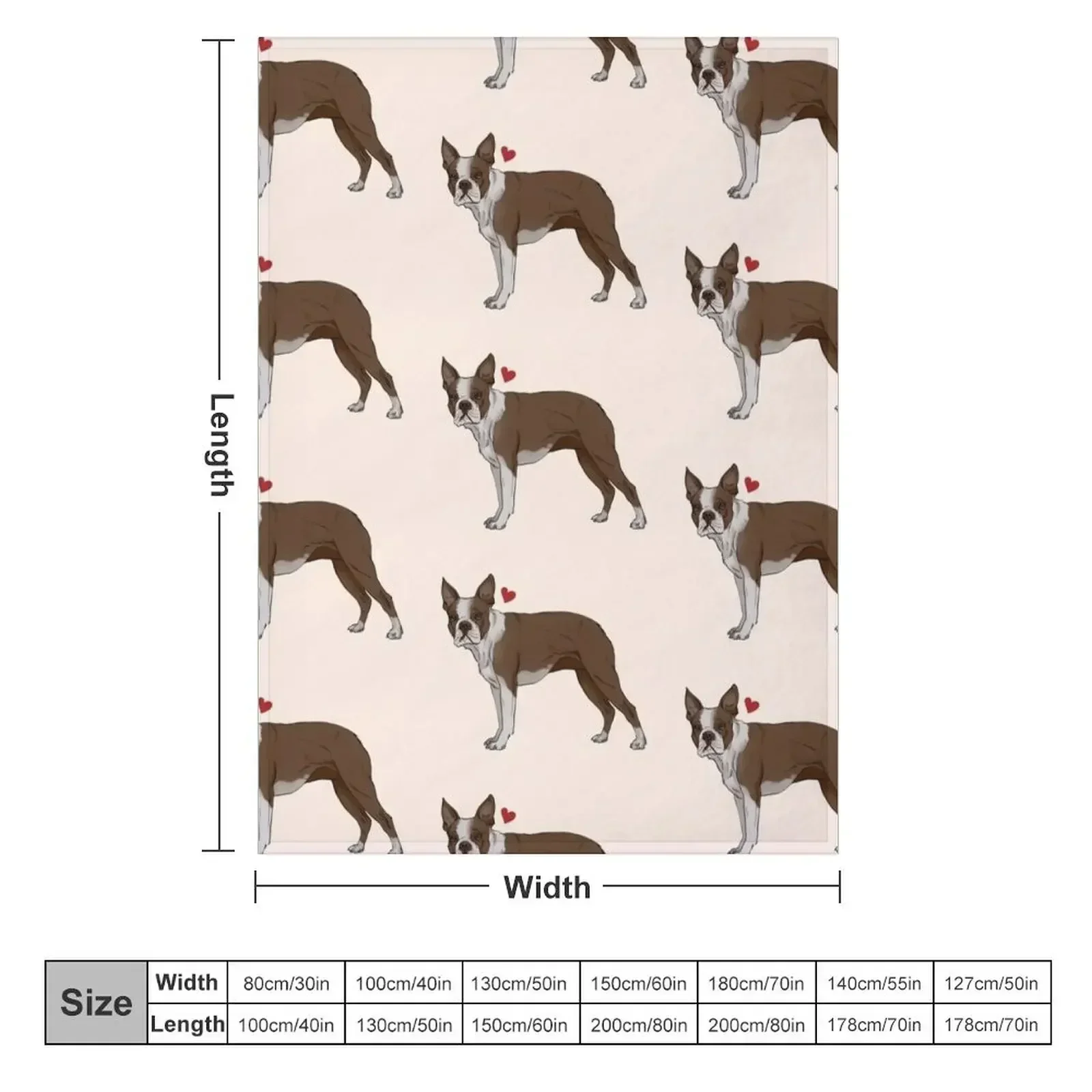 Brown Boston terrier - cream background Throw Blanket couch cozy soft plush fuzzy picnic outdoor blanket