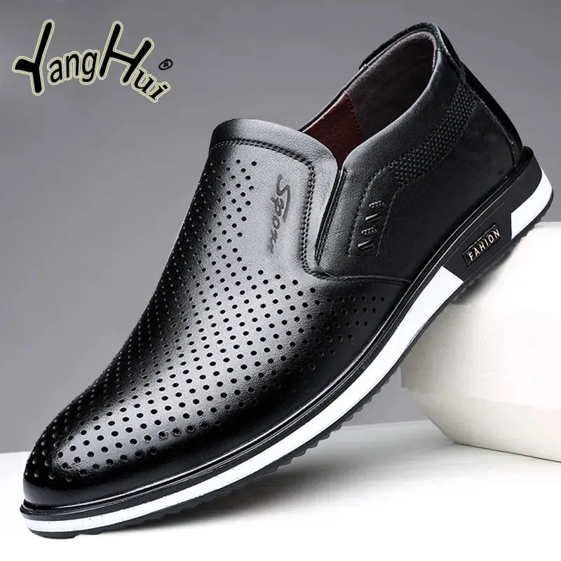 Men\'s Leather Casual Shoes Outdoor Breathable Business Oxfords 2023 New Fashion Summer Spring Zapatos Mujer Unisex