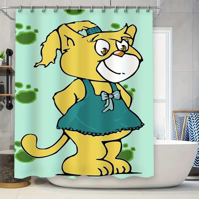 

Очаровательная занавеска для душа с персонажем мультфильма, настраиваемая конструкция с животным принтом для украшения ванной комнаты с крючками в комплекте