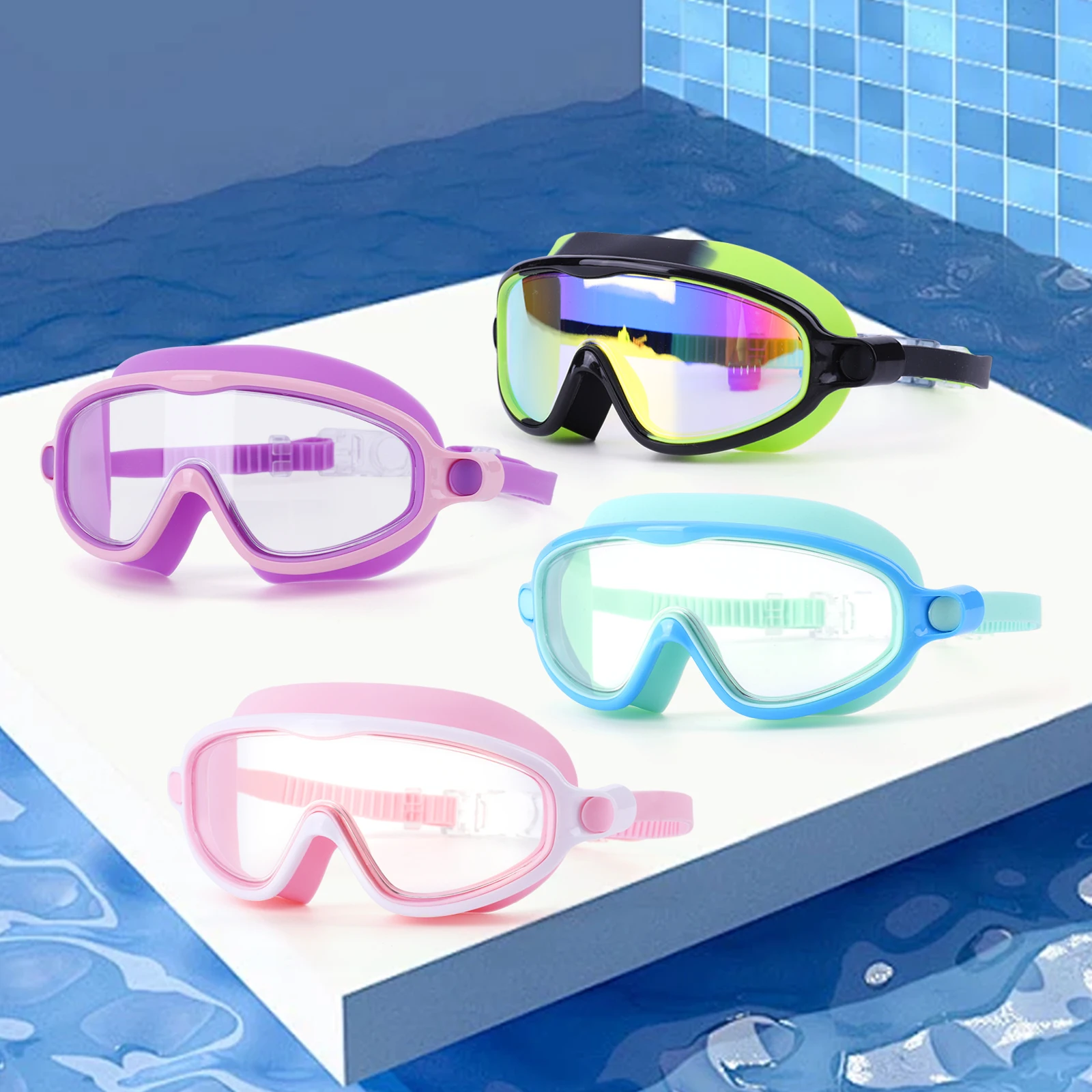 2 قطعة نظارات السباحة مقاوم للماء نظارات السباحة الشفافة مانعة للتسرب رؤية واسعة نظارات السباحة معدات السباحة المهنية #1