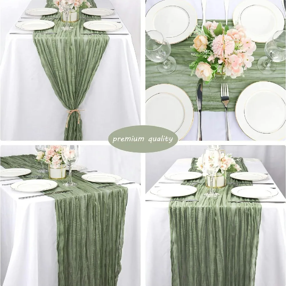 

10Pcs Cheesecloth Table Runner Boho Gauze Table Runner 40x270cm Romantic Table Runner for Wedding Bridal Shower Birthday Party