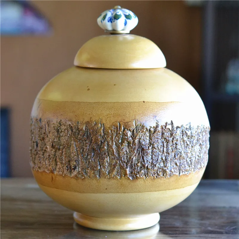 Decoration Home Ornament Southeast Asian Style Solid Wood Storage Tank with Lid Decoration Vintage Ornament Piggy Bank