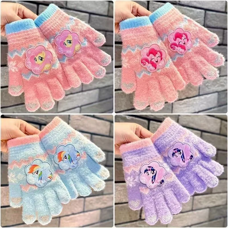 قفازات ماي ليتل بوني للأطفال قفازات شتوية دافئة بخمسة أصابع للبنين والبنات قفازات لطيفة بدون أصابع للفتيات هدية مقاومة للصقيع