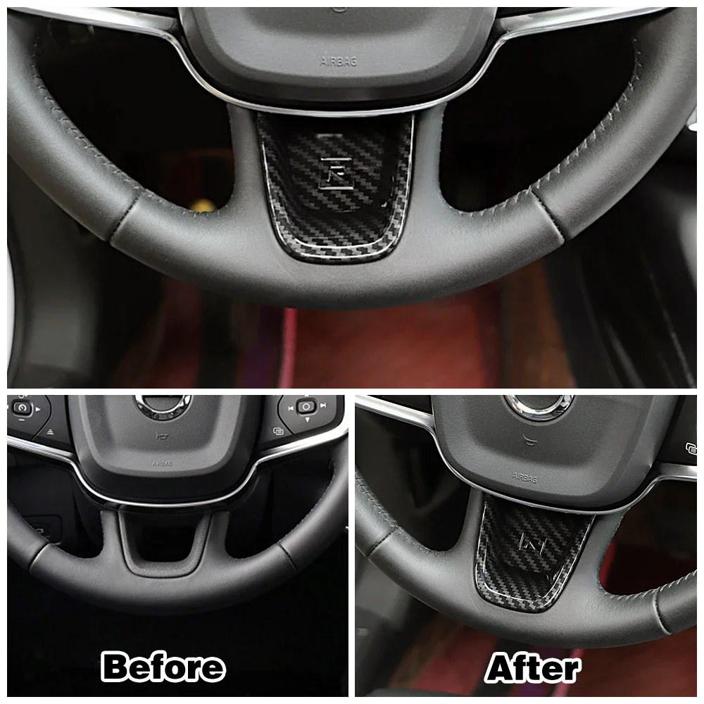 For Volvo XC40 2018-2025 Steering Wheel Switch Button Frame Cover Trim Carbon Fiber Color Silver ABS Sticker