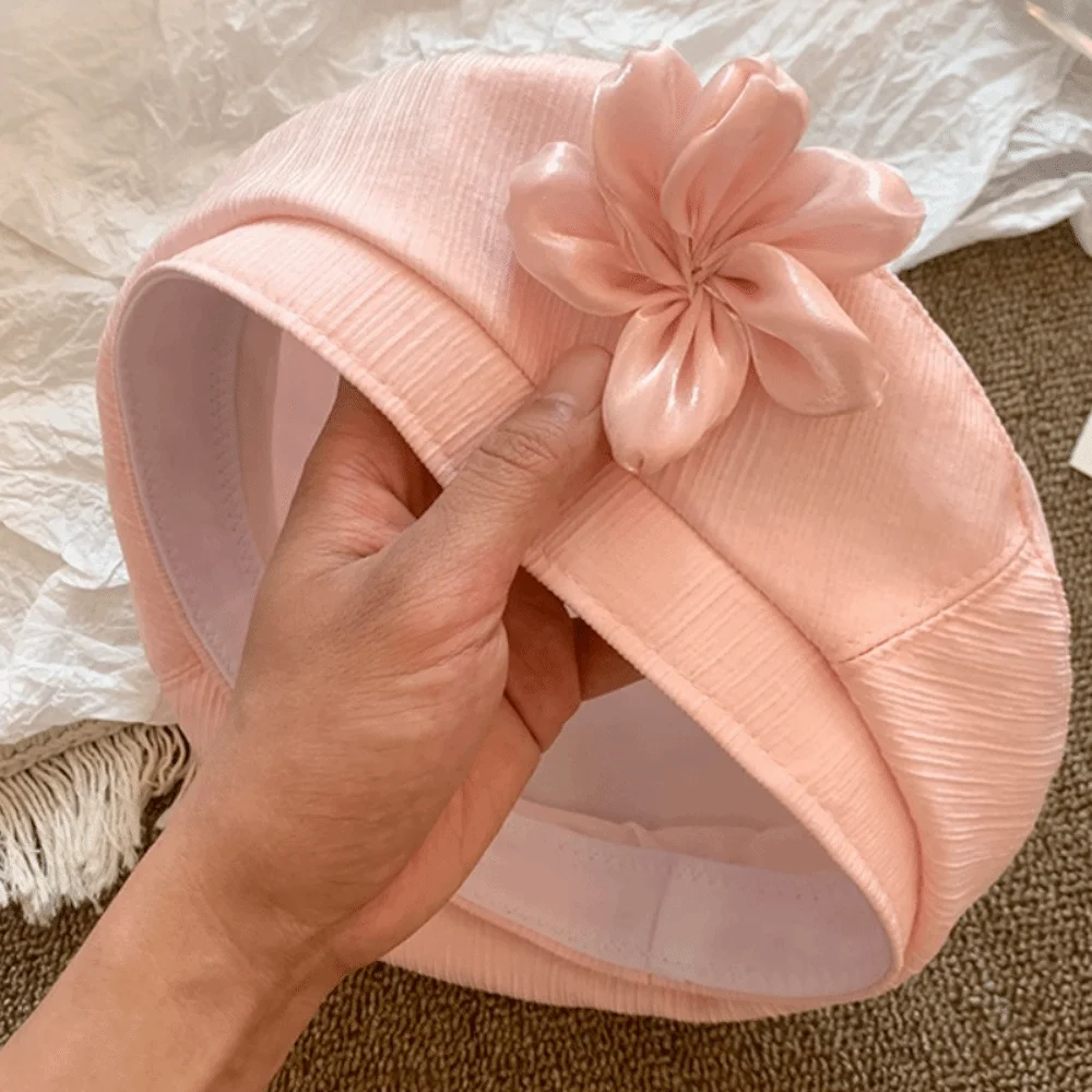 

Breathable French Style Flower Beret Thin Versatile Painter Hat Retro Literary Artist Cap Beach