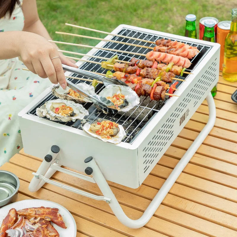 

Outdoor Barbecue Stove BBQ Grill Removable Multifunctional Folding Shelf Household Enclosure Stove To Make Tea