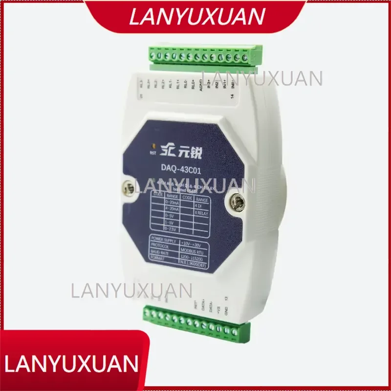 YMYS 4-Channel Analog Input 4-Channel Relay Output 4-Channel Wet Contact 30V DAQ Module Modbus RTU RS485 for Industrial