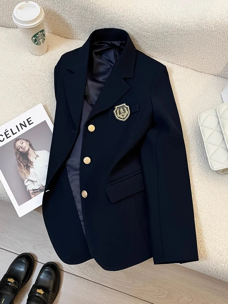

Women Black Gothic Preppy Style Blazer Jacket Vintage Long Sleeve Outerwear Single Breasted Suit Coat Y2k Emo 2000s Autumn 2025