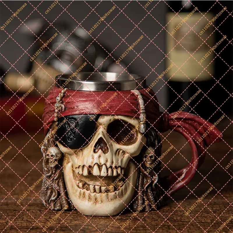 Pirates of the Caribbean Skull Wine Glass, Creative Halloween Beer Mug for Bar Party