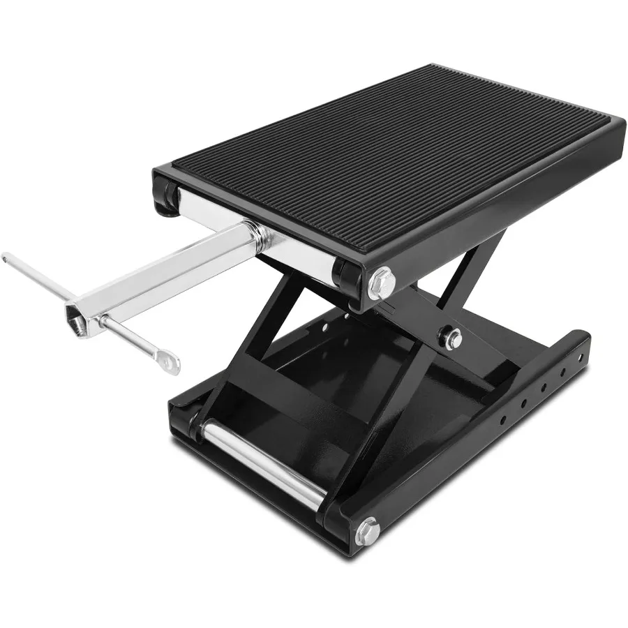 

Motorcycle Lift 1100 Lbs Capacity Motorcycle Scissor Jack with Upgraded AntiSlip Bottom and Thickened Rubber Wide Deck Steel Mo