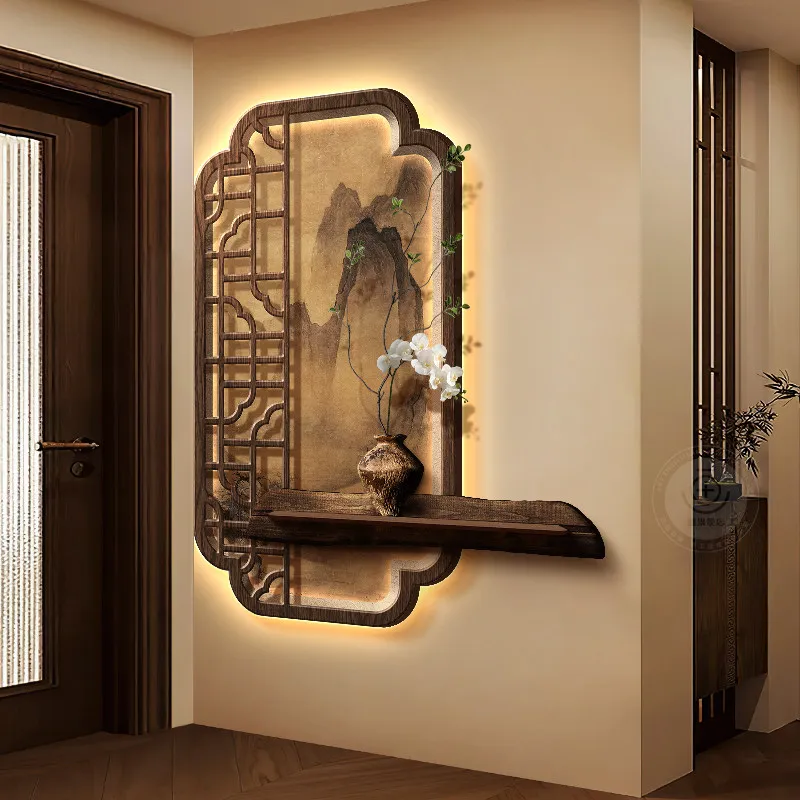 

New Chinese style entrance hall decoration painting, high-end feeling, corridor hanging painting, mural lamp