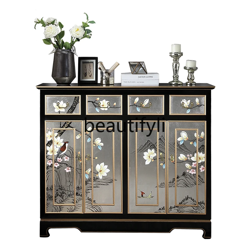 

New Chinese-style entrance cabinet, household living room, entrance hall cabinet, painted large-capacity storage locker